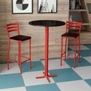 Ver imagem 1 de Conjunto Bistrô Mesa Com 2 Banquetas Altas Morumbi Vermelho E Tampo Preto - Preto