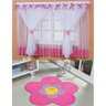 Kit Decoração Sonho Meu para Quarto Infantil = Cortina Voal 2 Metros + Tapete Pelúcia Menina Flor - 1