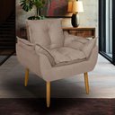 Ver imagem 1 de Poltrona Opala para Sala Clínica Salão Pés de Madeira Suede Capuccino