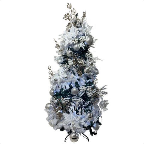 Arvore de Natal Decorada Super Luxo Branca e Dourada 1,80m 643 Galhos Luxo