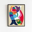 Ver imagem 2 de Quadro Decorativo Peixes Abstratos Coloridos 45x34cm:Madeira branca