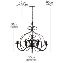 Luminária Rustica de Ferro Artesanal para Iluminação de Sala de Estar - 4
