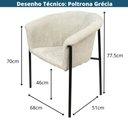 Ver imagem 2 de Poltrona Grécia Or Design Revestimento em Linho Bege 68 cm (Larg) Estrutura Metálica Preta
