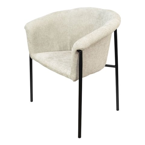 Poltrona Grécia Or Design Revestimento em Linho Bege 68 cm (Larg) Estrutura Metálica Preta