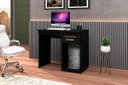 Ver imagem 1 de Mesa / Escrivaninha Qu para Estudo com Espaço para C`pu 1 Gaveta Cor Preto Rm