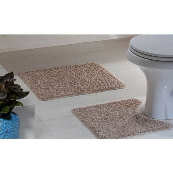 Kit Tapete Banheiro High Algodão 2 Peças Caqui Oasis - Liso - 1