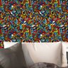 Papel de Parede 3d Arte Moderna Auto Adesivo Grafiti Cores Vivas Lavavel Vinil Quarto Gamer 12m - 7