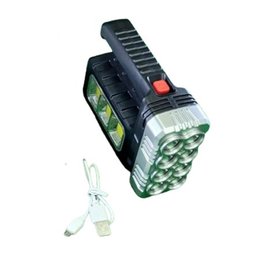 LANTERNA DK LED 2 MODOS ILUMINAÇÃO RECARREGÁVEL USB E SOLAR CAMPING PESCA:Preto/Únissex/Único - 2