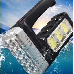 LANTERNA DK LED 2 MODOS ILUMINAÇÃO RECARREGÁVEL USB E SOLAR CAMPING PESCA:Preto/Únissex/Único - 5