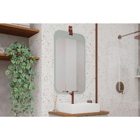 Espelheira de Banheiro Monet Parede Retangular 48x80cm Pistache - Mgm
