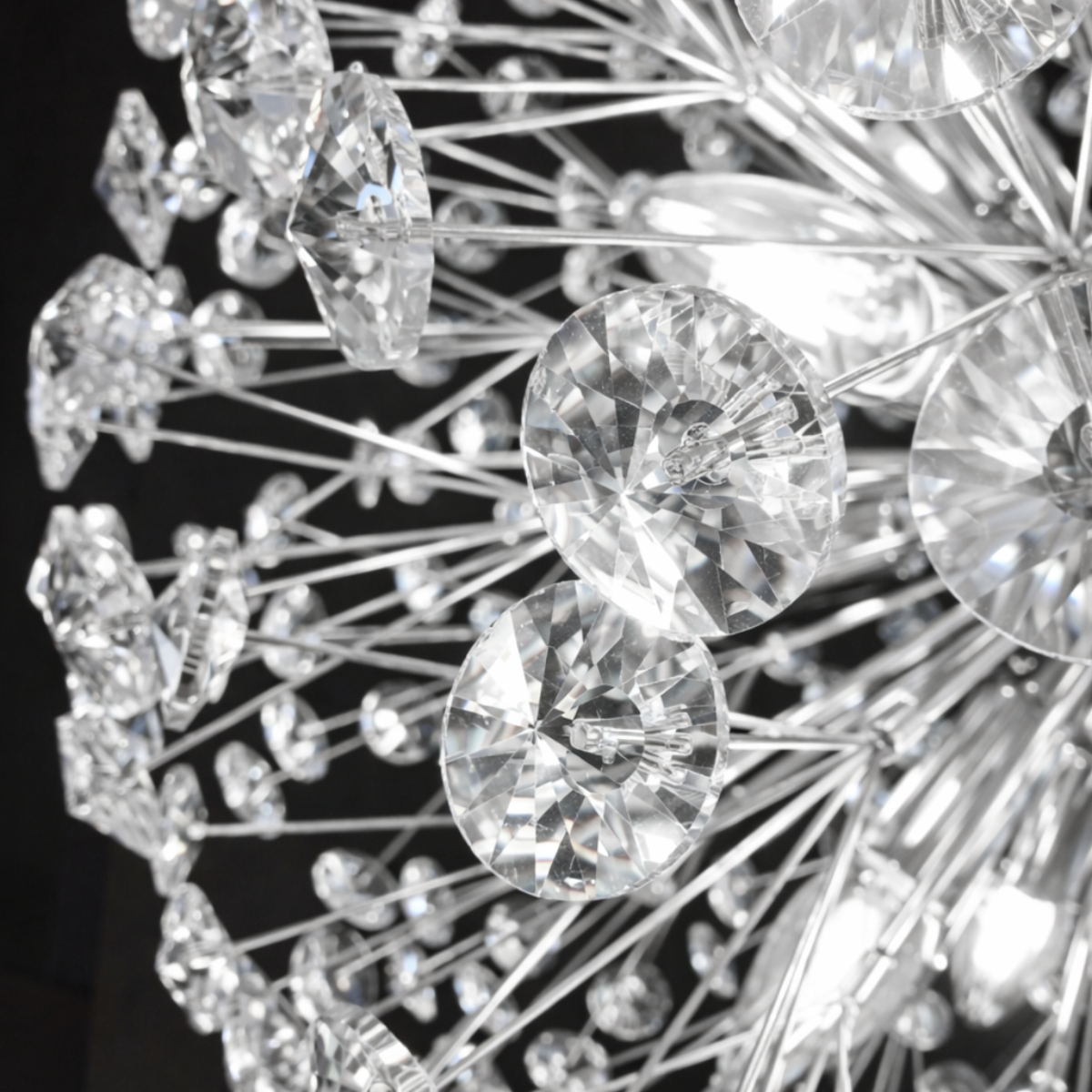 Lustre Pendente 90cm Dente de Leão 336 Cristais 12xg9 Led Prata Metal Teto Gimpo Ldl-prata-90cm - 2