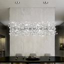 Ver imagem 3 de Lustre Pendente 90cm Dente de Leão 336 Cristais 12xg9 Led Prata Metal Teto Gimpo Ldl-prata-90cm