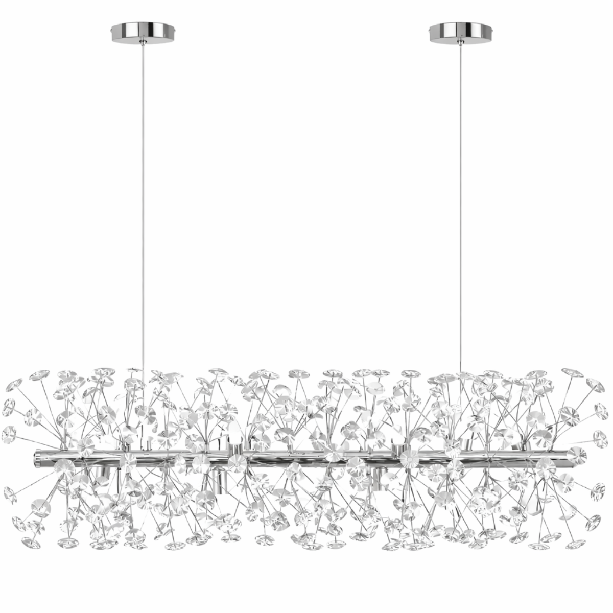 Lustre Pendente 90cm Dente de Leão 336 Cristais 12xg9 Led Prata Metal Teto Gimpo Ldl-prata-90cm - 1