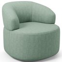 Ver imagem 2 de Poltrona Giratória Orgânica para Sala de Estar Living Helena L02 Linho Verde Menta - Lyam Decor