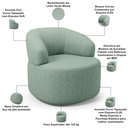 Ver imagem 4 de Poltrona Giratória Orgânica para Sala de Estar Living Helena L02 Linho Verde Menta - Lyam Decor