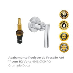 Acabamento Registro de Pressão até 1" com 1/2 Volta 4916.c109.pq Cromado Deca - 2