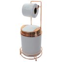 Ver imagem 1 de Suporte Porta Papel Higiênico Rosé Gold Lixeira Basculante Cobre - Branco