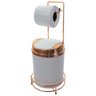 Suporte Porta Papel Higiênico Rosé Gold Lixeira Basculante Cobre - Branco - 1