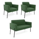 Ver imagem 1 de Sofá Namoradeira e 2 Poltronas Pé de Ferro Preto Marisa Suede D03 - D'Rossi Cor Verde