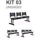Ver imagem 2 de Kit 03 Cadeiras Longarinas Plásticas 03 Lugares – Cor Preta – 23019
