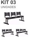 Ver imagem 2 de Kit 03 Cadeiras Longarinas Plásticas 03 Lugares – Cor Preta – 23019
