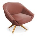 Ver imagem 5 de Kit 01 Namoradeira 02 Lugares E 02 Poltronas Giratória Giovana Veludo Rose Base Madeira