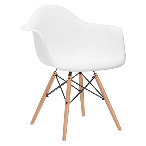 Cadeira Charles Eames Eiffel Daw - Branco - Madeira Clara