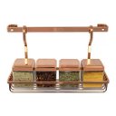 Ver imagem 2 de Suporte Porta Temperos Rosé Gold Barra 30cm Com 6 Ganchos Cozinha