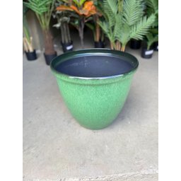 Vaso Decorativo para Plantas Grandes Auto Brilho para Sala (liso/verde-musgo) - 4