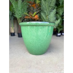 Vaso Decorativo para Plantas Grandes Auto Brilho para Sala (liso/verde-musgo) - 3