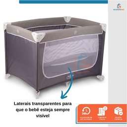 Berço Cercadinho Desmontável Portátil Chiqueirinho Confort Cinza - 3