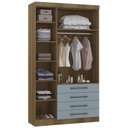 Ver imagem 3 de Guarda Roupa Solteiro 132cm 3 Portas 4 Gavetas Delphi Avelã/grey L01 - Mpozenato