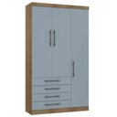 Ver imagem 1 de Guarda Roupa Solteiro 132cm 3 Portas 4 Gavetas Delphi Avelã/grey L01 - Mpozenato