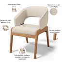 Ver imagem 4 de Kit 02 Cadeiras de Jantar e Estar Living Estofada Lince L02 Linho Palha - Lyam Decor