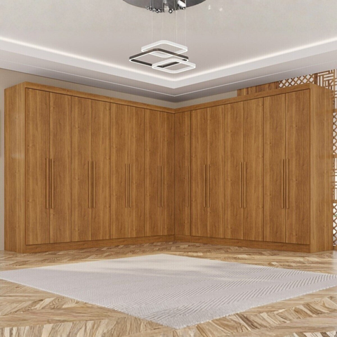 Guarda-Roupa Casal Modulado de Canto 15 Portas 6 Gavetas Multimóveis Crsal-Grp Cinamomo