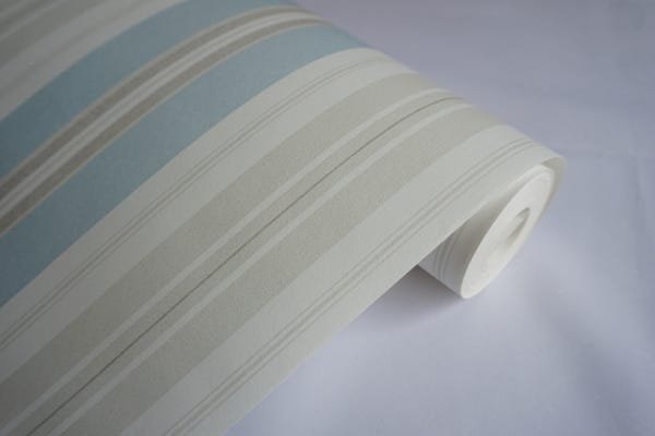 Papel de Parede Importado tnt Listrado Azul Cinza off White - 2