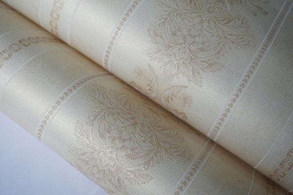 Papel de Parede Tnt Texturizado Listrado com Arabesco Bege - 3