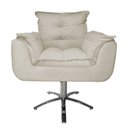 Ver imagem 1 de Jogo 2 Poltronas Estofada Consultório Base Giratória de Metal Opala Suede Bege - LM DECOR