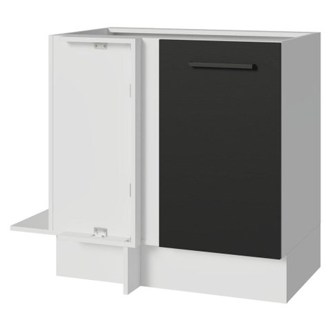 Balcão de Canto 1 Porta (sem Tampo) Branco/Preto Agata Madesa