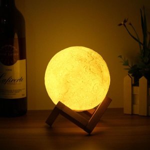 Luminária 3d Lua Cheia Touch Rgb Abajur Decoração Led Usb