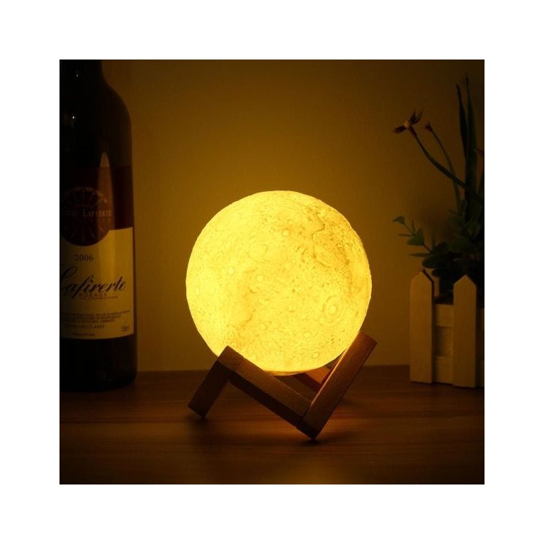 Luminária 3d Lua Cheia Touch Rgb Abajur Decoração Led Usb