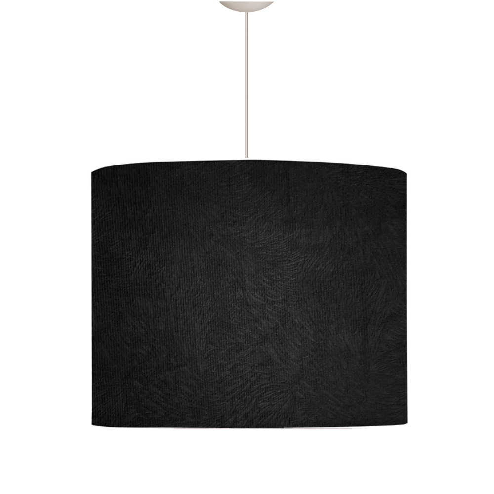 Lustre Pendentre de Linho Iluminação Sala Quarto Luxo:preto/fio Branco