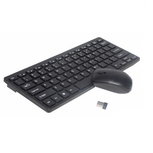 Kit Mini Teclado e Mouse Wireless Slim Plug Play 2.4ghz Preto