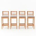 Ver imagem 1 de Kit 04 Banquetas Altas Brunella 99cm com Encosto Telinha Estilo Palha Linho Cru - Abmaza