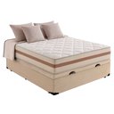 Ver imagem 1 de Cama Box Baú Casal Suede Bege com Colchão Pillow Angel Molas Ensacadas 63x138x188