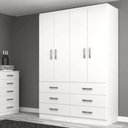 Ver imagem 1 de Guarda Roupa Casal Treviso 4 Portas 6 Gavetas - Branco Branco