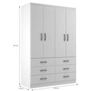 Ver imagem 2 de Guarda Roupa Casal Treviso 4 Portas 6 Gavetas - Branco Branco