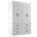 Ver imagem 4 de Guarda Roupa Casal Treviso 4 Portas 6 Gavetas - Branco Branco
