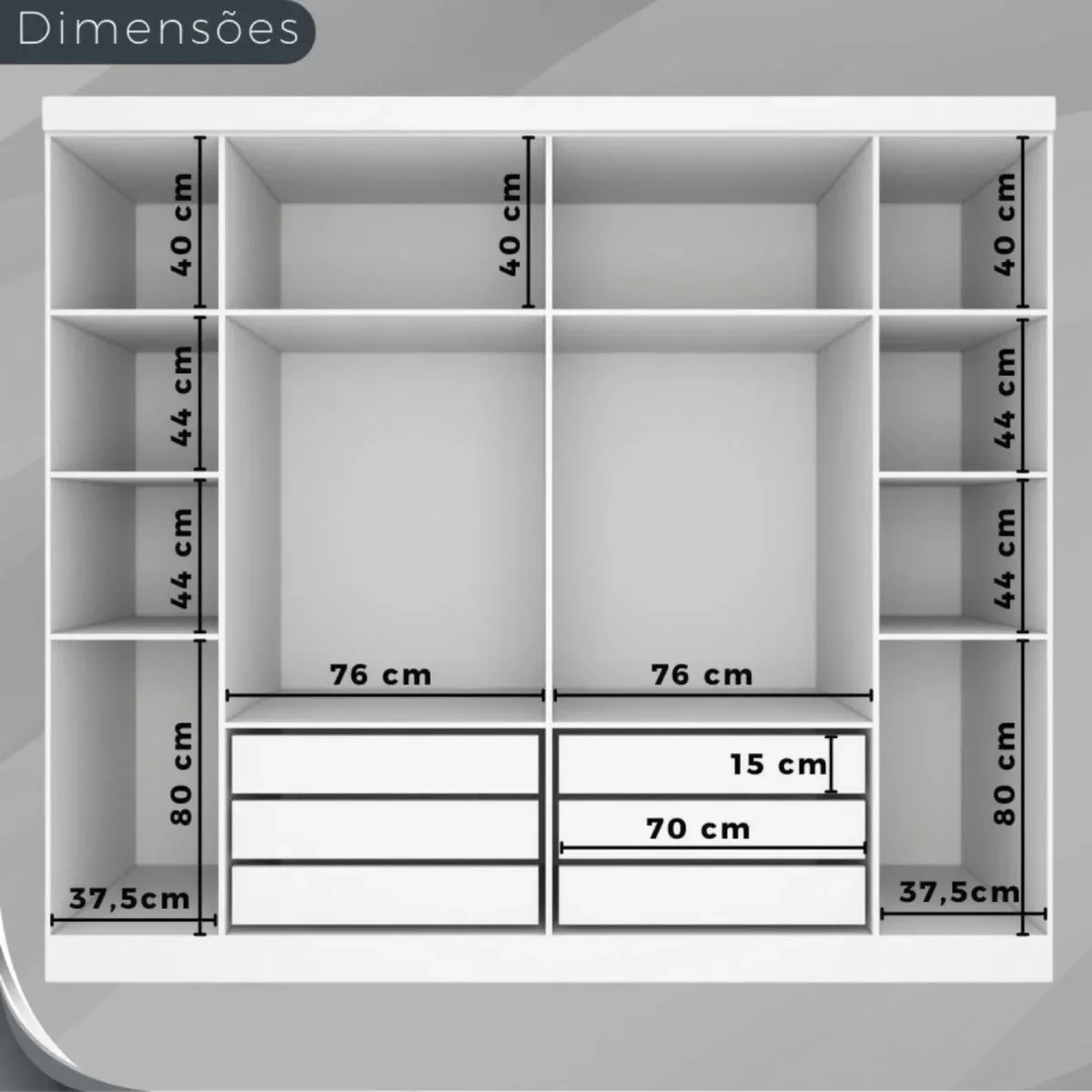 Ver imagem 4 de Guarda Roupa Casal Olímpia 6 Portas 6 Gavetas Divisao Ele e Ela:neve