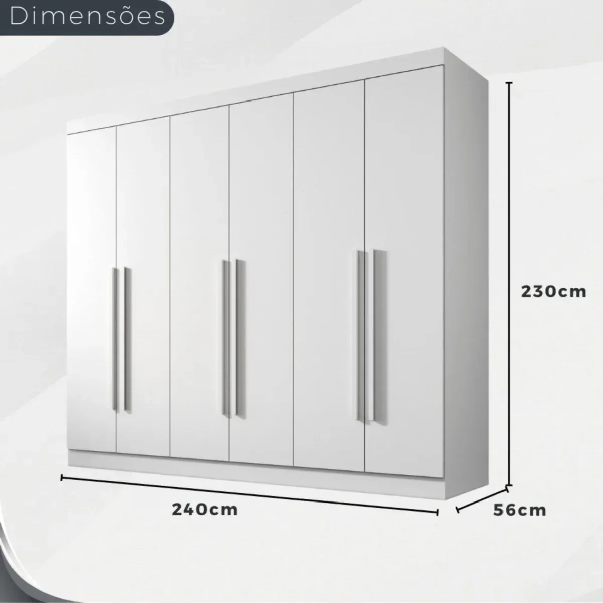 Ver imagem 3 de Guarda Roupa Casal Olímpia 6 Portas 6 Gavetas Divisao Ele e Ela:neve